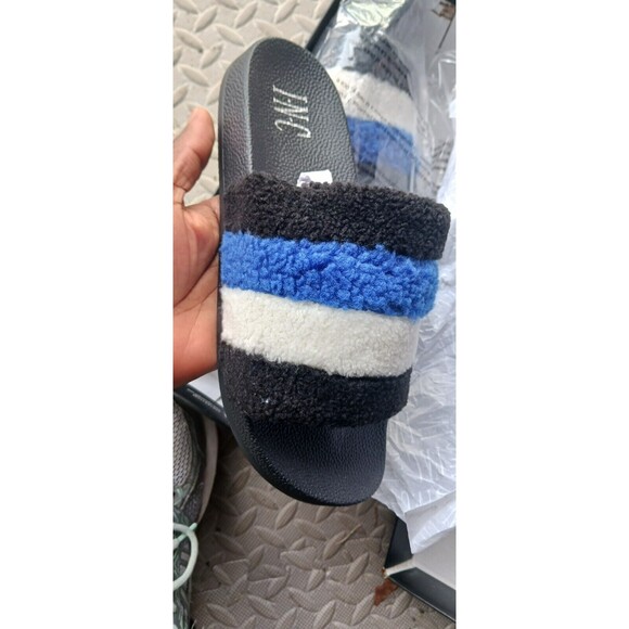 INC International Concepts Peymin Blue/Black Stripped Slide Sandals Women's 9M - Picture 3 of 7